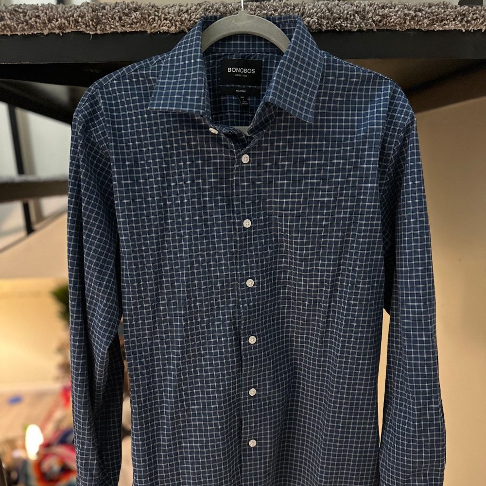 Desk To Dinner Shirt L - Navy Bernard Floral, Tailored Fit